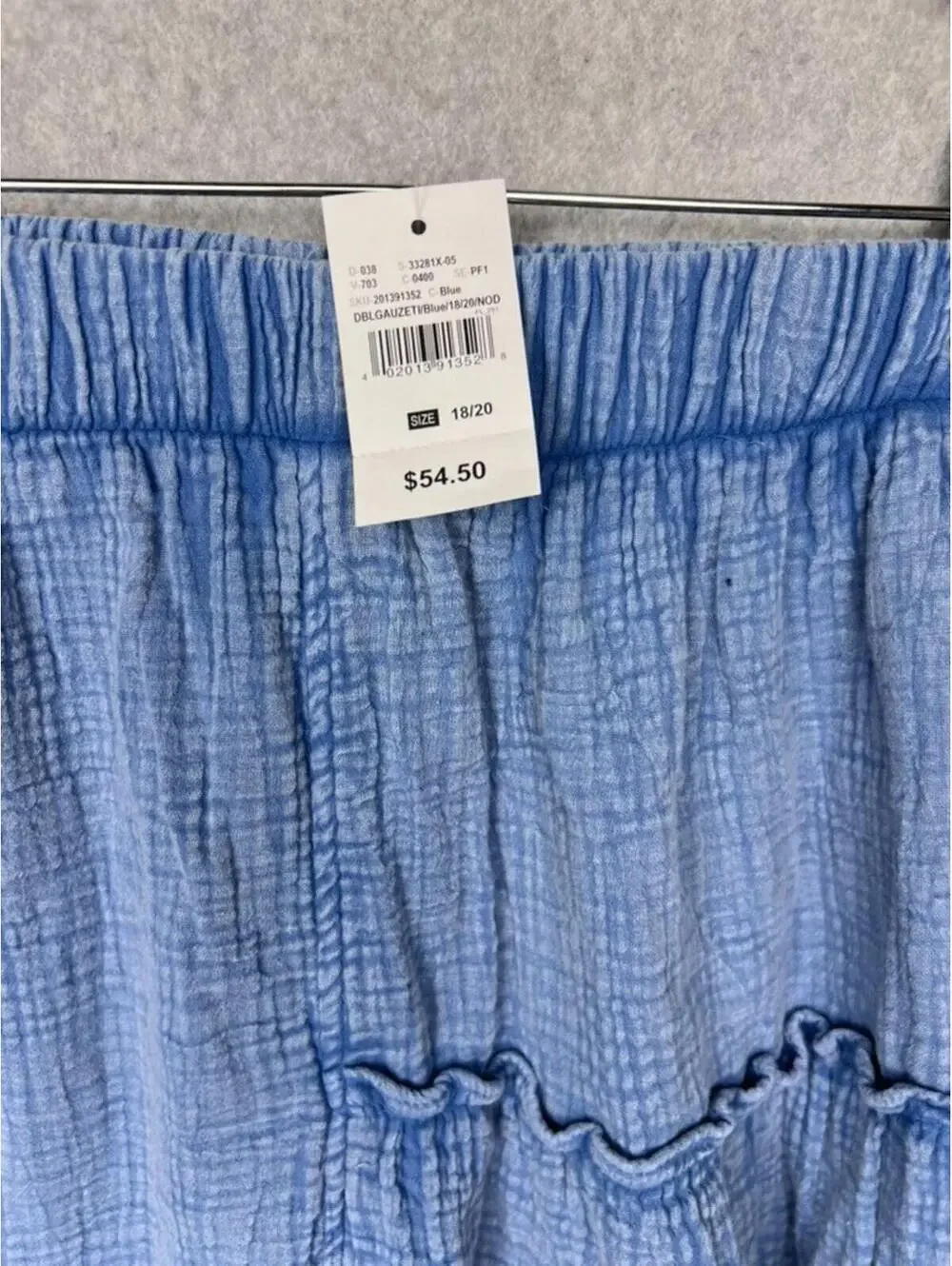 NWT Lane Bryant Double Gauze Tiered Maxi Skirt 18/20 Blue Coastal Grandma Boho